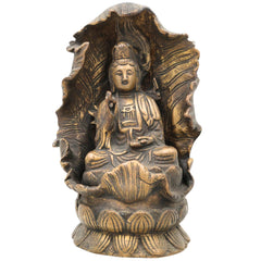 Handcrafted Brass Lord Buddha Idol | Antique Gautam Buddha Murti | Shakyamuni Siddhartha Statue for Home Decor, Pooja, Meditation & Gifts, Gold, 6 Inch, 1 Piece