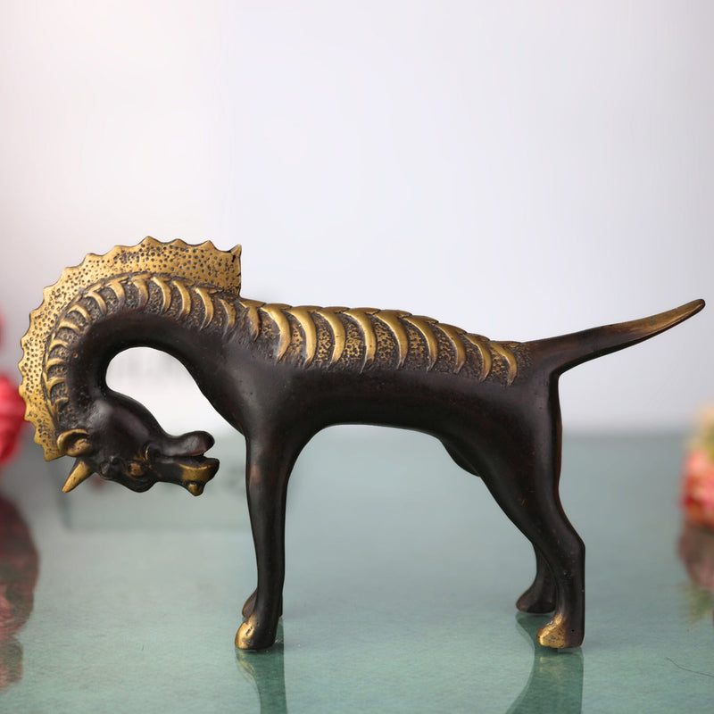 Brass Horse Idol | Marwari & Kathiawari Ashva Statue | Handcrafted Peetal Pittal Showpiece for Home, Temple & Festival Decor, Gold, 9.5 Inch, 1 Piece