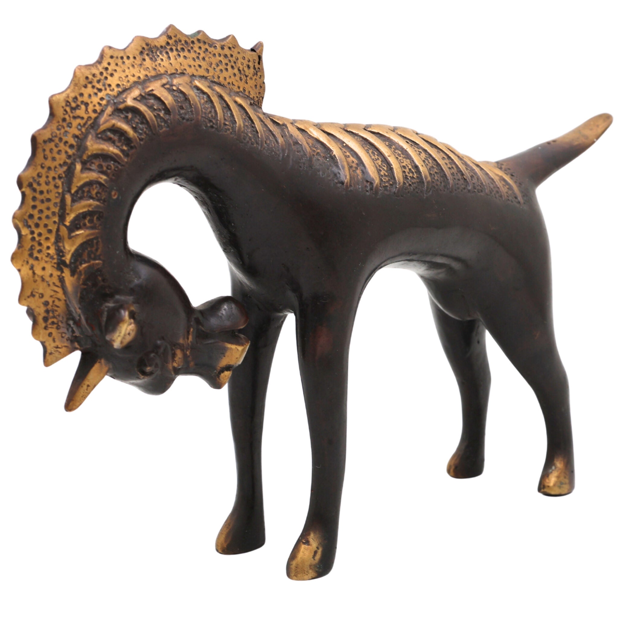Brass Horse Idol | Marwari & Kathiawari Ashva Statue | Handcrafted Peetal Pittal Showpiece for Home, Temple & Festival Decor, Gold, 9.5 Inch, 1 Piece