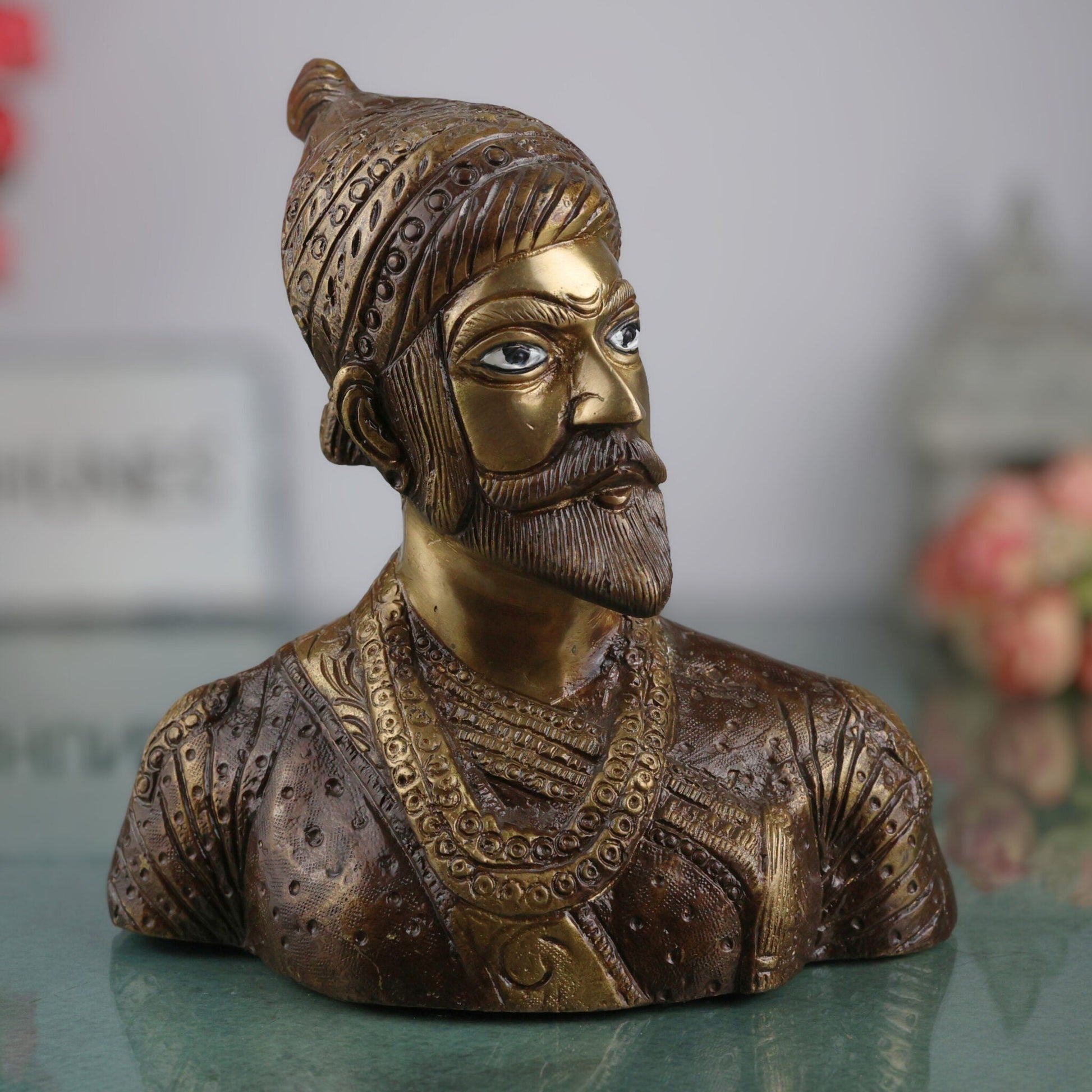 Brass Maharaj Shivaji Sculpture | Shivaji Maharaj Sculpture, Gold, 7.5 Inch, 1 Piece