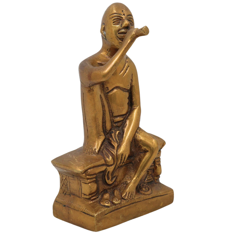 Handcrafted Brass Gajanan Maharaj Idol | Shegaon Maharaj Murti | Solid Brass Saint Sculpture for Home Temple Pooja & Spiritual Decor, Gold, 5 Inch, 1 Piece