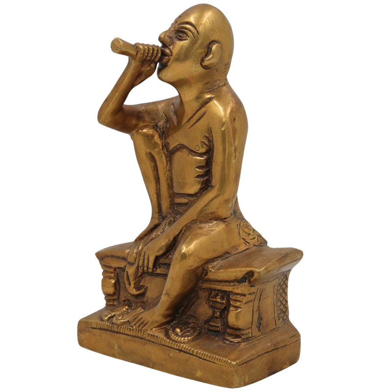Handcrafted Brass Gajanan Maharaj Idol | Shegaon Maharaj Murti | Solid Brass Saint Sculpture for Home Temple Pooja & Spiritual Decor, Gold, 5 Inch, 1 Piece