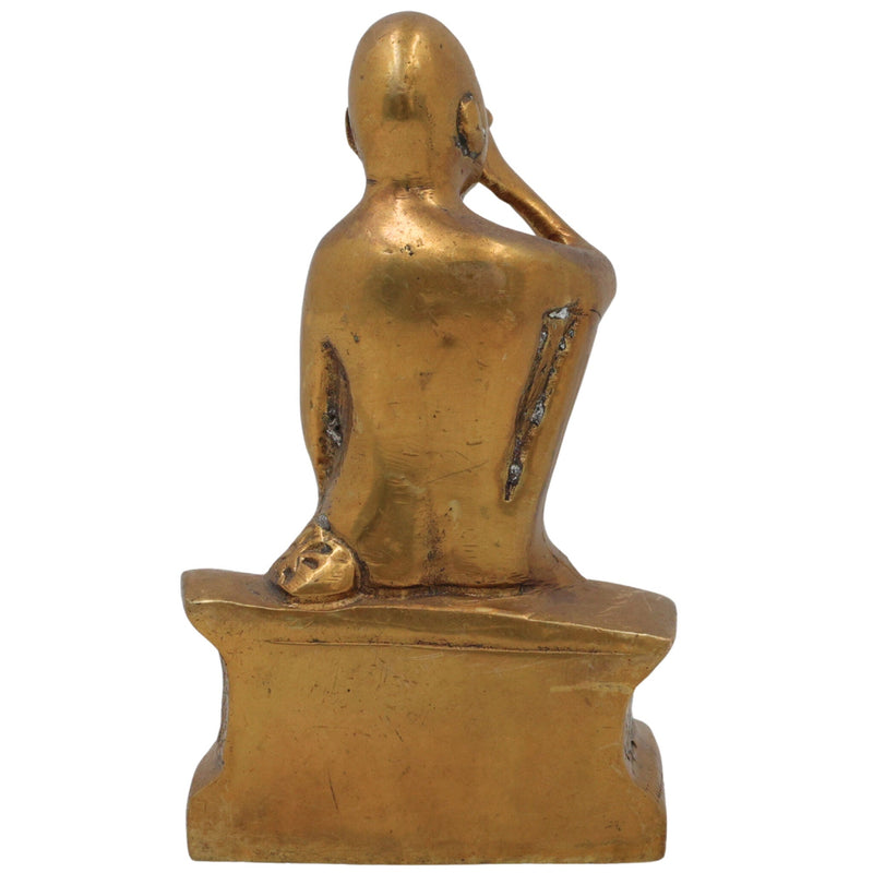 Handcrafted Brass Gajanan Maharaj Idol | Shegaon Maharaj Murti | Solid Brass Saint Sculpture for Home Temple Pooja & Spiritual Decor, Gold, 5 Inch, 1 Piece