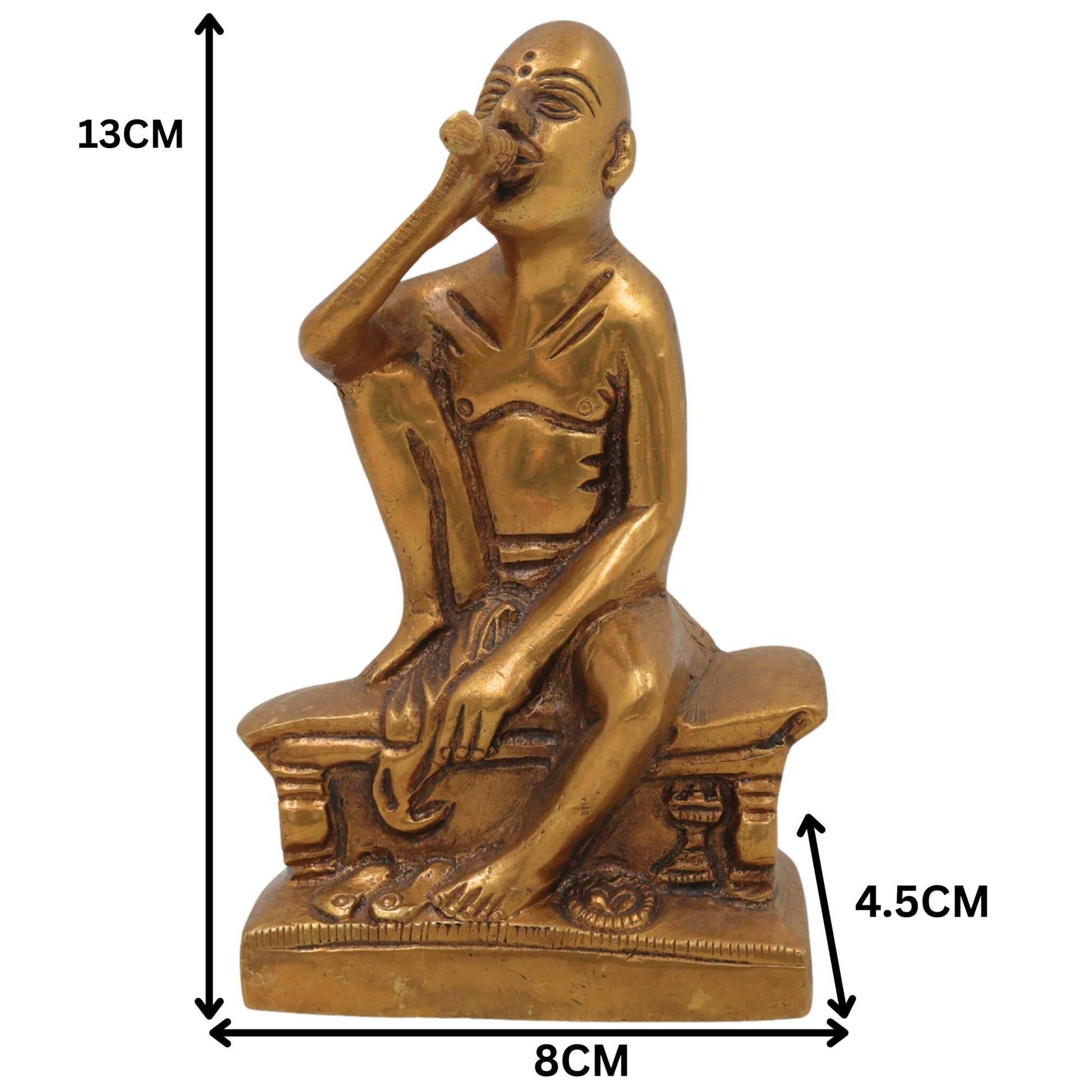 Handcrafted Brass Gajanan Maharaj Idol | Shegaon Maharaj Murti | Solid Brass Saint Sculpture for Home Temple Pooja & Spiritual Decor, Gold, 5 Inch, 1 Piece