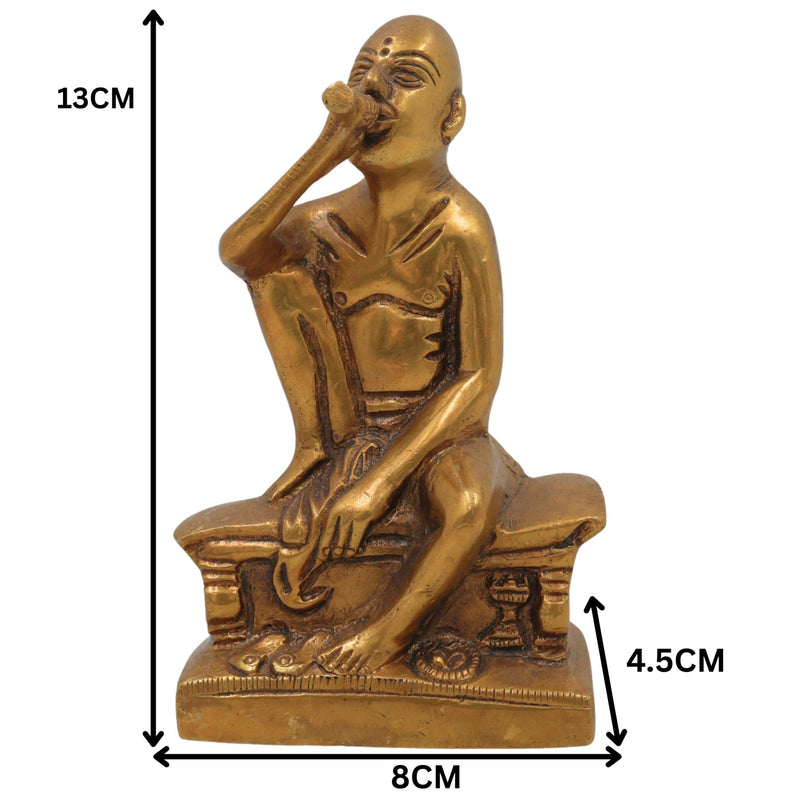 Handcrafted Brass Gajanan Maharaj Idol | Shegaon Maharaj Murti | Solid Brass Saint Sculpture for Home Temple Pooja & Spiritual Decor, Gold, 5 Inch, 1 Piece