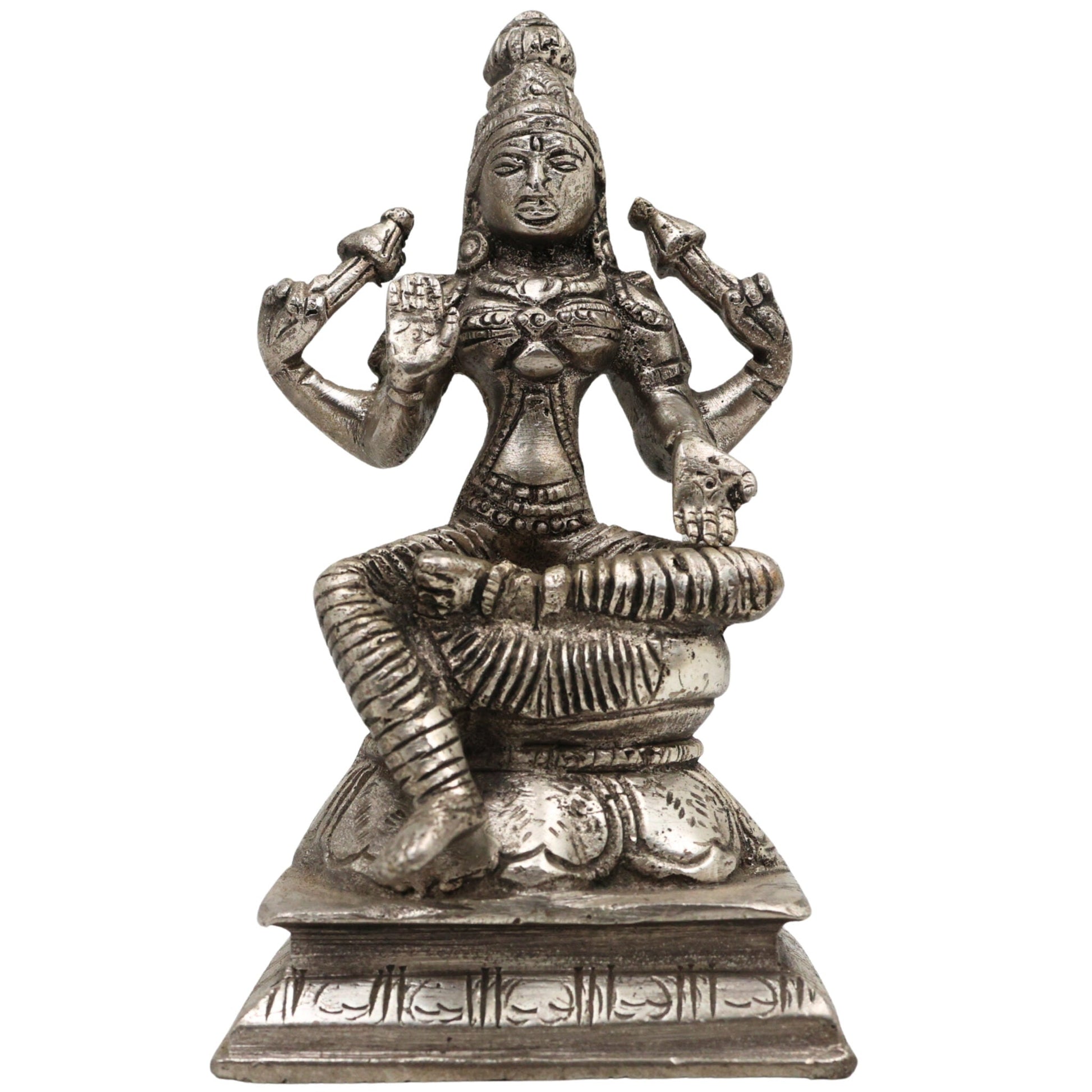 Handcrafted Brass Mahalakshmi Idol | Shri Lakshmi Devi | Gajalakshmi | Pital Laxmi Murti for Pooja, Home Temple & Decor, Gold, 5 Inch, 1 Piece