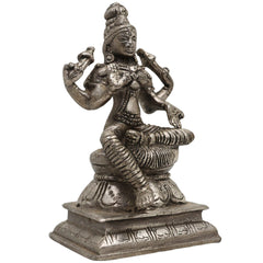 Handcrafted Brass Mahalakshmi Idol | Shri Lakshmi Devi | Gajalakshmi | Pital Laxmi Murti for Pooja, Home Temple & Decor, Gold, 5 Inch, 1 Piece
