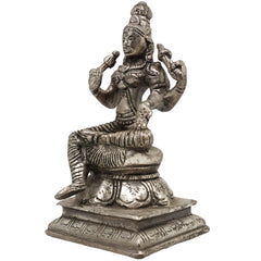 Handcrafted Brass Mahalakshmi Idol | Shri Lakshmi Devi | Gajalakshmi | Pital Laxmi Murti for Pooja, Home Temple & Decor, Gold, 5 Inch, 1 Piece