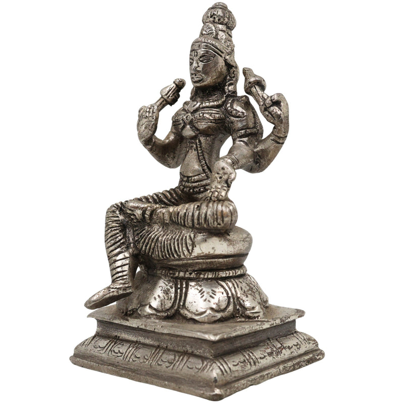Handcrafted Brass Mahalakshmi Idol | Shri Lakshmi Devi | Gajalakshmi | Pital Laxmi Murti for Pooja, Home Temple & Decor, Gold, 5 Inch, 1 Piece