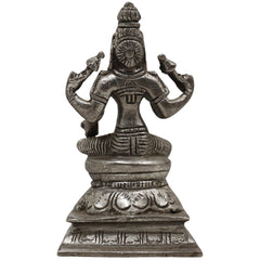 Handcrafted Brass Mahalakshmi Idol | Shri Lakshmi Devi | Gajalakshmi | Pital Laxmi Murti for Pooja, Home Temple & Decor, Gold, 5 Inch, 1 Piece