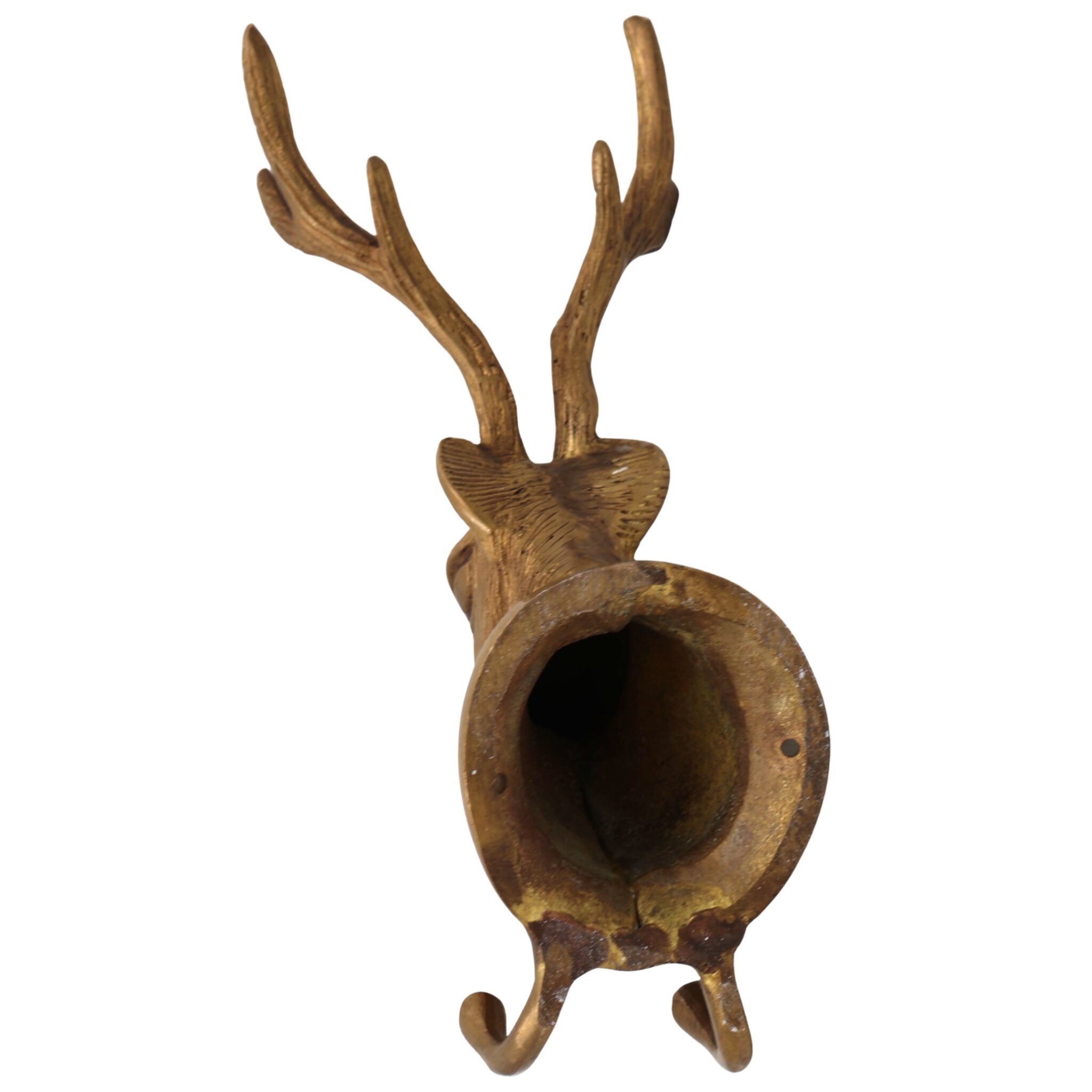 Brass Deer Idol | Mriga Harin Maan Jinka Face Statue | Peetal Pittal Showpiece for Home & Temple Decor, Gold, 10 Inch, 1 Piece