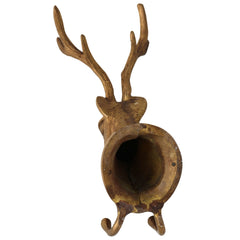 Brass Deer Idol | Mriga Harin Maan Jinka Face Statue | Peetal Pittal Showpiece for Home & Temple Decor, Gold, 10 Inch, 1 Piece