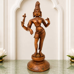 Brass Ardhanarishvara Idol | Ardhnarishwar Murti | Shiv Parvati Statue | Lord Shiva Shakti Dual Form | Pooja Room Decor, Gold, 11 Inch, 1 Piece