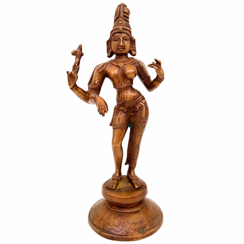Brass Ardhanarishvara Idol | Ardhnarishwar Murti | Shiv Parvati Statue | Lord Shiva Shakti Dual Form | Pooja Room Decor, Gold, 11 Inch, 1 Piece