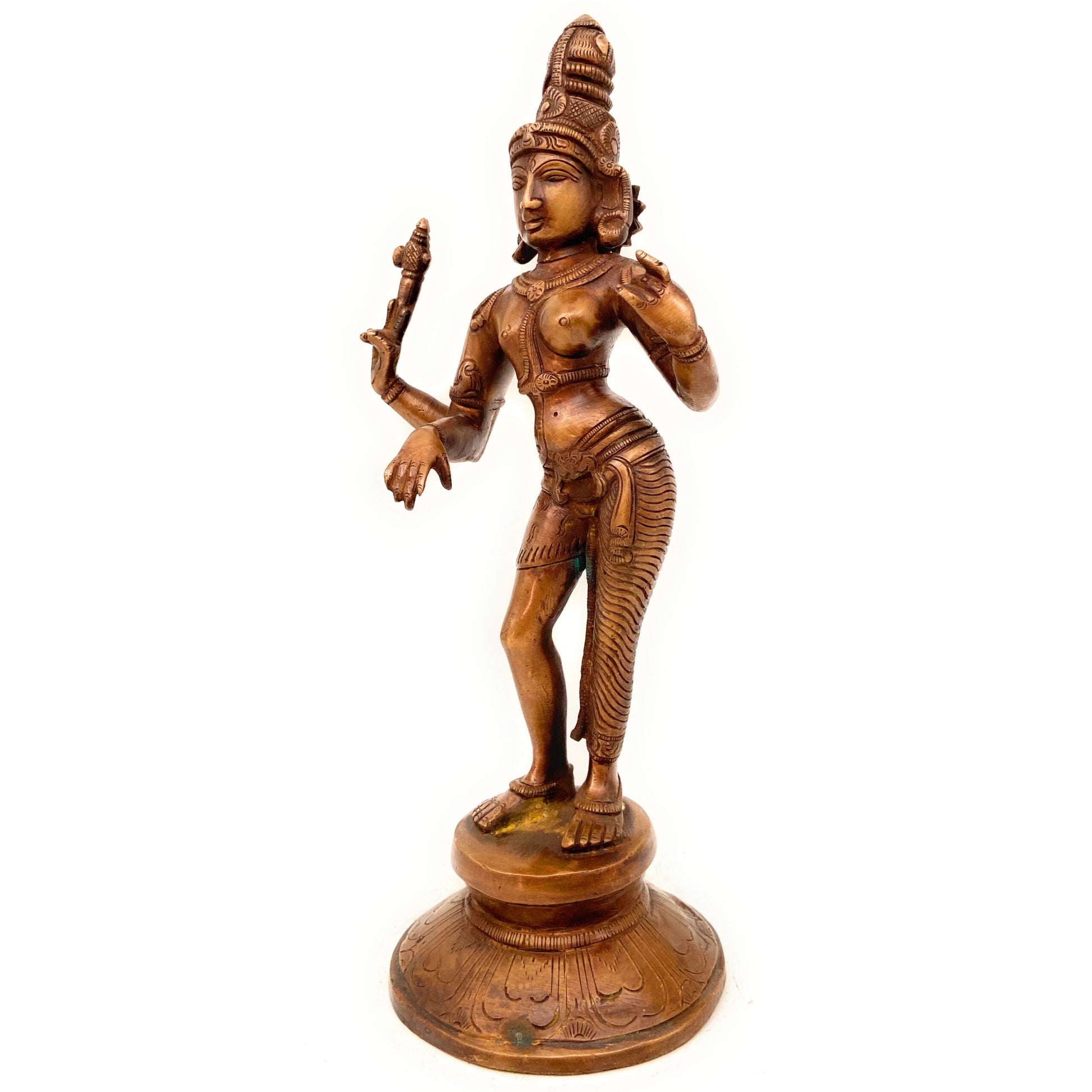 Brass Ardhanarishvara Idol | Ardhnarishwar Murti | Shiv Parvati Statue | Lord Shiva Shakti Dual Form | Pooja Room Decor, Gold, 11 Inch, 1 Piece
