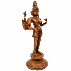 Brass Ardhanarishvara Idol | Ardhnarishwar Murti | Shiv Parvati Statue | Lord Shiva Shakti Dual Form | Pooja Room Decor, Gold, 11 Inch, 1 Piece