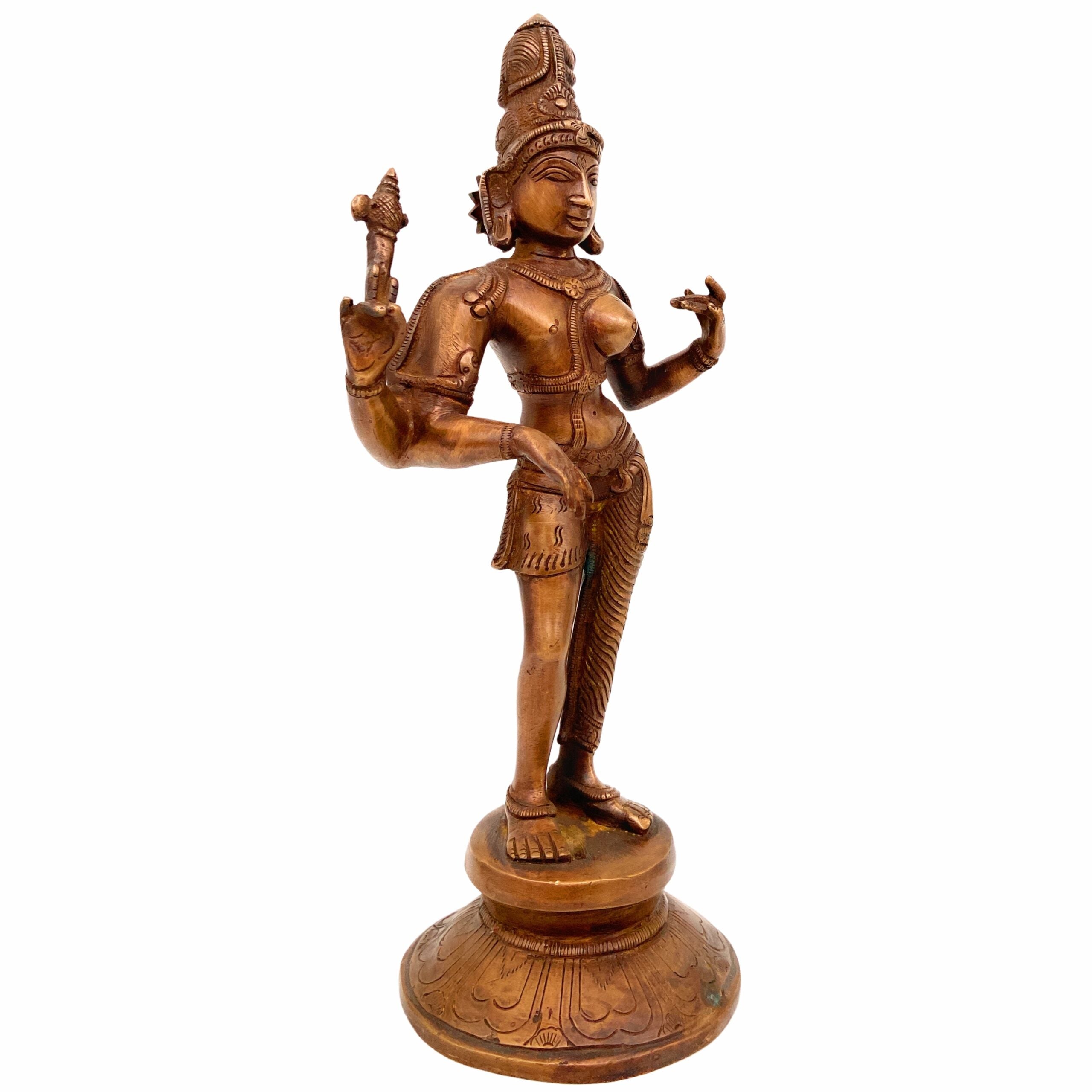 Brass Ardhanarishvara Idol | Ardhnarishwar Murti | Shiv Parvati Statue | Lord Shiva Shakti Dual Form | Pooja Room Decor, Gold, 11 Inch, 1 Piece