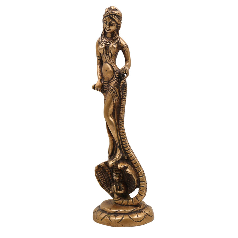 Brass Nag Kanya Statue | Brass Naga Kanya Statue | Nag Kanya Idol | Brass Snake Goddess Nag Kanya Statue Fertility Goddess Mansa Devi, Gold, 9.5 Inch, 1 Piece