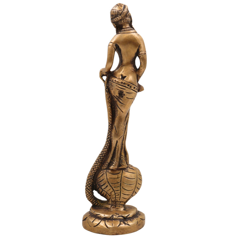 Brass Nag Kanya Statue | Brass Naga Kanya Statue | Nag Kanya Idol | Brass Snake Goddess Nag Kanya Statue Fertility Goddess Mansa Devi, Gold, 9.5 Inch, 1 Piece