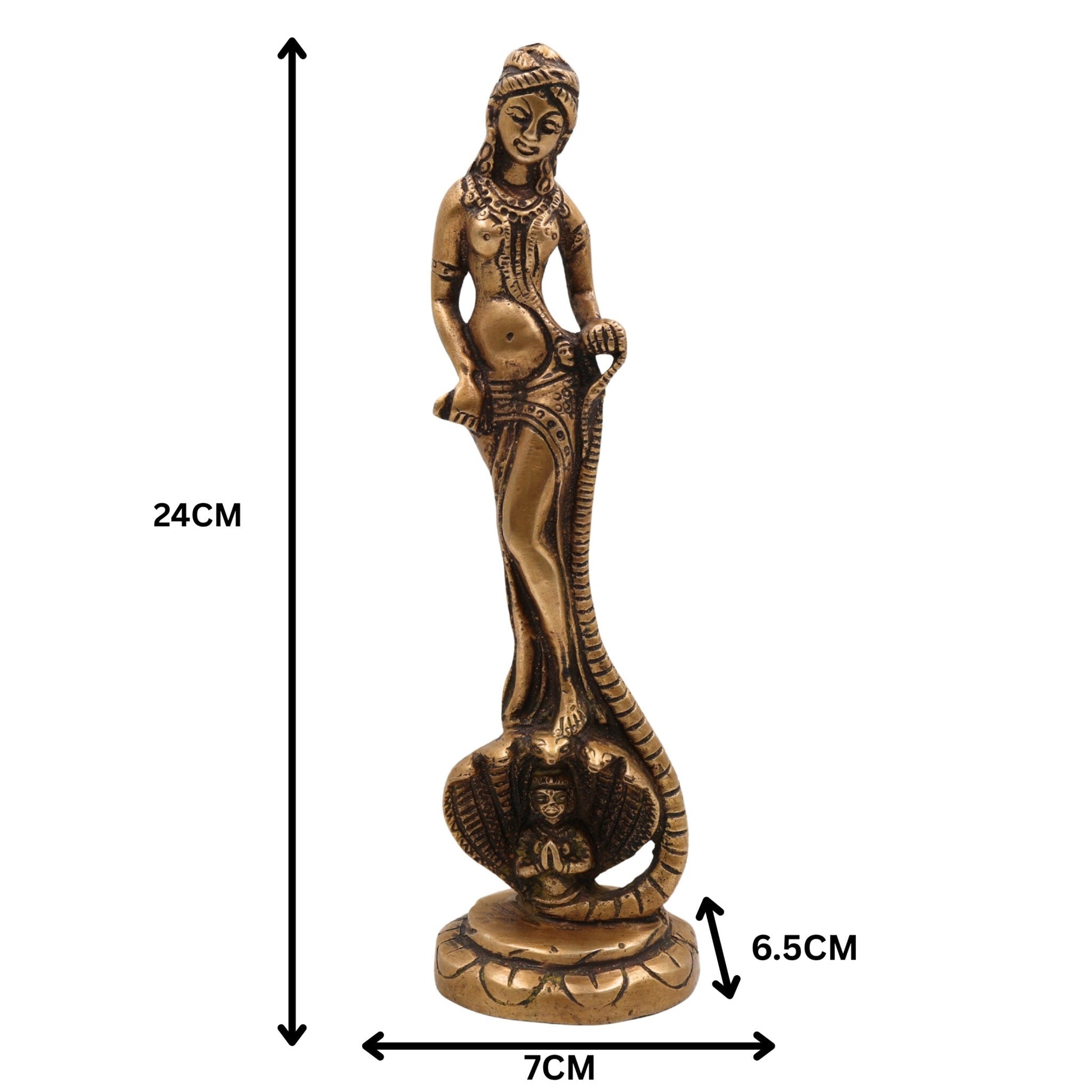 Brass Nag Kanya Statue | Brass Naga Kanya Statue | Nag Kanya Idol | Brass Snake Goddess Nag Kanya Statue Fertility Goddess Mansa Devi, Gold, 9.5 Inch, 1 Piece