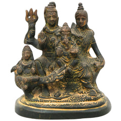 Brass Shiv Pariwar Sculpture With Parwati, Ganesha, Shiva And Lingam | Shiv Pariwar | Shivaparivar | Shivparivar Murti, Multicolor, 4.5 Inch, 1 Piece