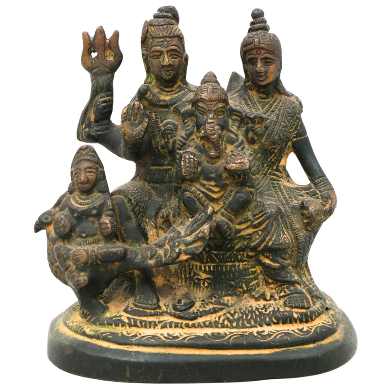 Brass Shiv Pariwar Sculpture With Parwati, Ganesha, Shiva And Lingam | Shiv Pariwar | Shivaparivar | Shivparivar Murti, Multicolor, 4.5 Inch, 1 Piece