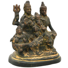 Brass Shiv Pariwar Sculpture With Parwati, Ganesha, Shiva And Lingam | Shiv Pariwar | Shivaparivar | Shivparivar Murti, Multicolor, 4.5 Inch, 1 Piece