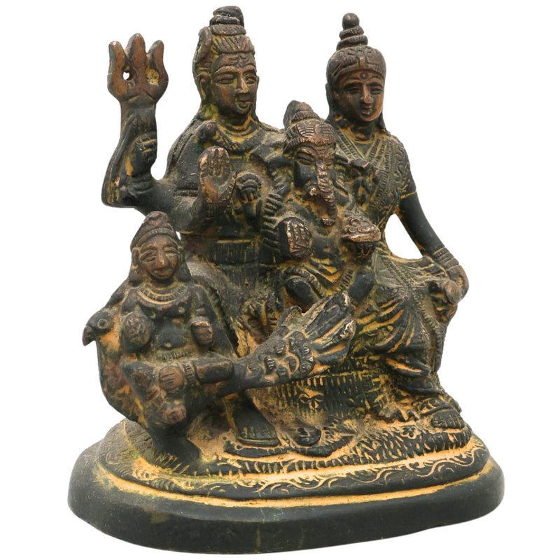 Brass Shiv Pariwar Sculpture With Parwati, Ganesha, Shiva And Lingam | Shiv Pariwar | Shivaparivar | Shivparivar Murti, Multicolor, 4.5 Inch, 1 Piece