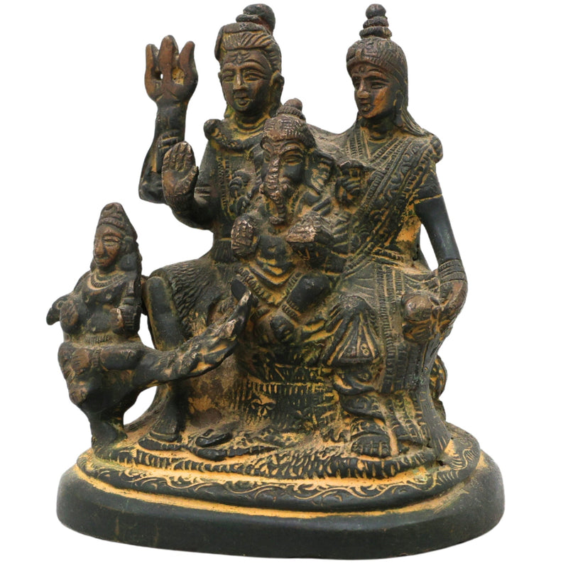 Brass Shiv Pariwar Sculpture With Parwati, Ganesha, Shiva And Lingam | Shiv Pariwar | Shivaparivar | Shivparivar Murti, Multicolor, 4.5 Inch, 1 Piece
