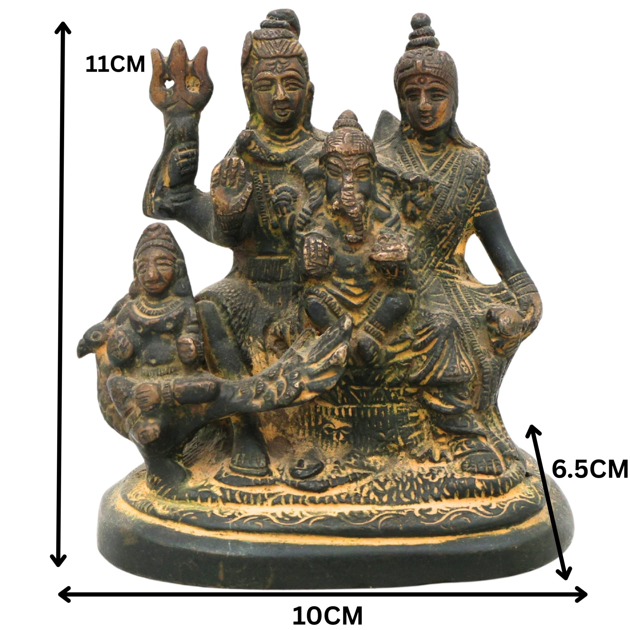 Brass Shiv Pariwar Sculpture With Parwati, Ganesha, Shiva And Lingam | Shiv Pariwar | Shivaparivar | Shivparivar Murti, Multicolor, 4.5 Inch, 1 Piece