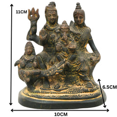 Brass Shiv Pariwar Sculpture With Parwati, Ganesha, Shiva And Lingam | Shiv Pariwar | Shivaparivar | Shivparivar Murti, Multicolor, 4.5 Inch, 1 Piece