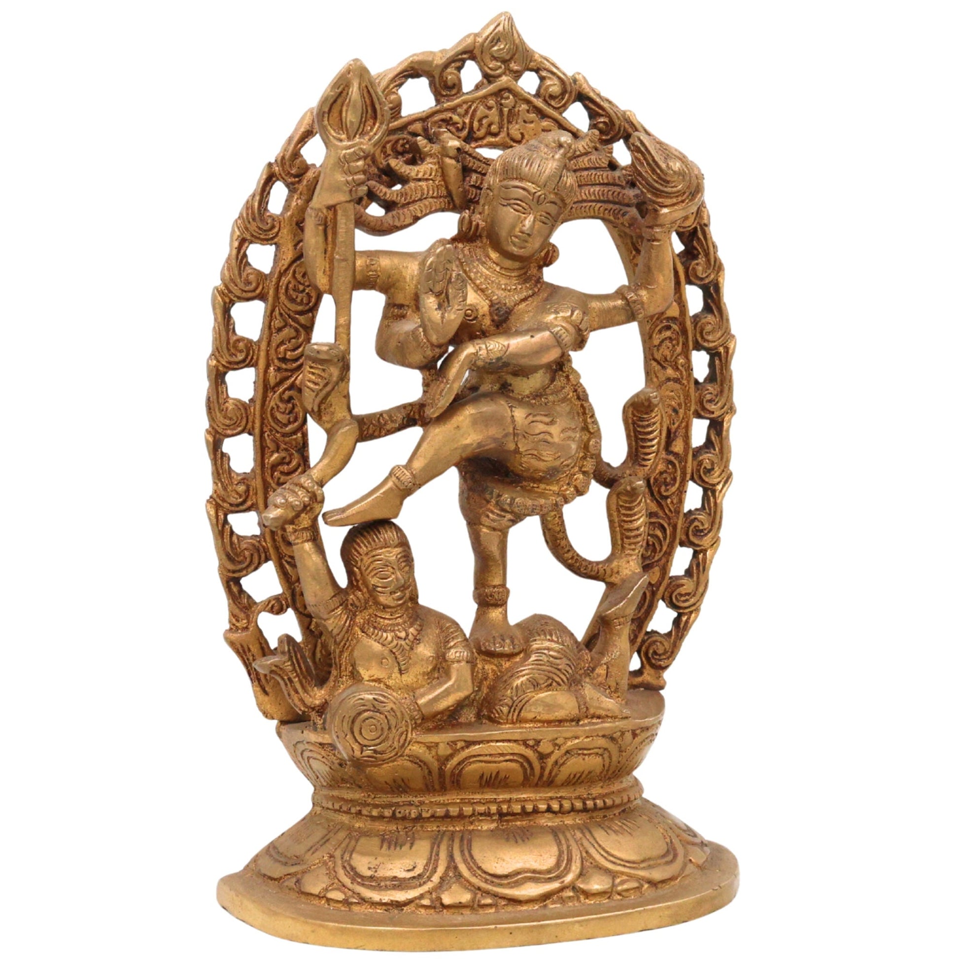 Brass Nataraja Idol, Dancing Shiva Murti, Chidambaram Nataraj Statue, Lord of Cosmic Dance, Tandava Shiva Pratima, Handcrafted Pittal Nataraja for Home, Temple, Puja & Gifting, Gold, 9 Inch, 1 Piece