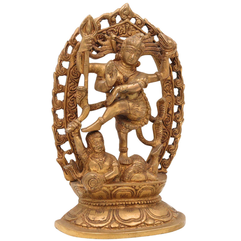 Brass Nataraja Idol, Dancing Shiva Murti, Chidambaram Nataraj Statue, Lord of Cosmic Dance, Tandava Shiva Pratima, Handcrafted Pittal Nataraja for Home, Temple, Puja & Gifting, Gold, 9 Inch, 1 Piece