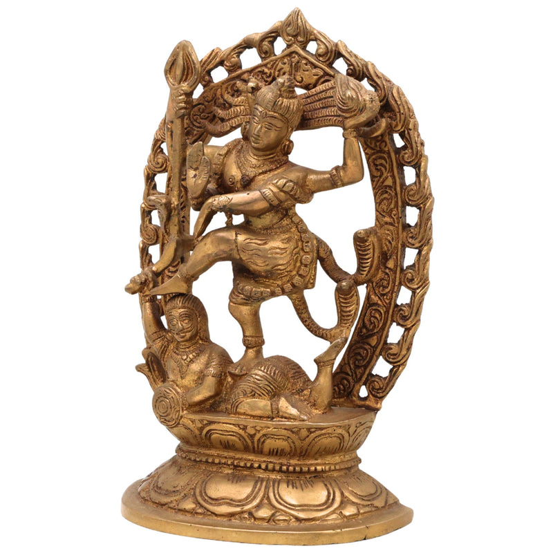 Brass Nataraja Idol, Dancing Shiva Murti, Chidambaram Nataraj Statue, Lord of Cosmic Dance, Tandava Shiva Pratima, Handcrafted Pittal Nataraja for Home, Temple, Puja & Gifting, Gold, 9 Inch, 1 Piece