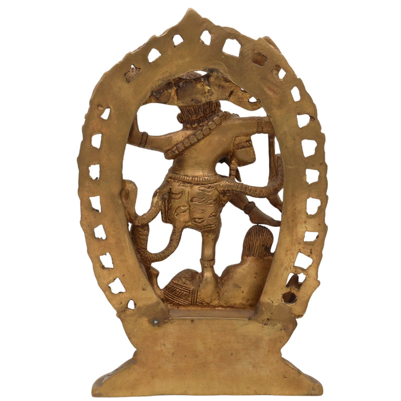 Brass Nataraja Idol, Dancing Shiva Murti, Chidambaram Nataraj Statue, Lord of Cosmic Dance, Tandava Shiva Pratima, Handcrafted Pittal Nataraja for Home, Temple, Puja & Gifting, Gold, 9 Inch, 1 Piece