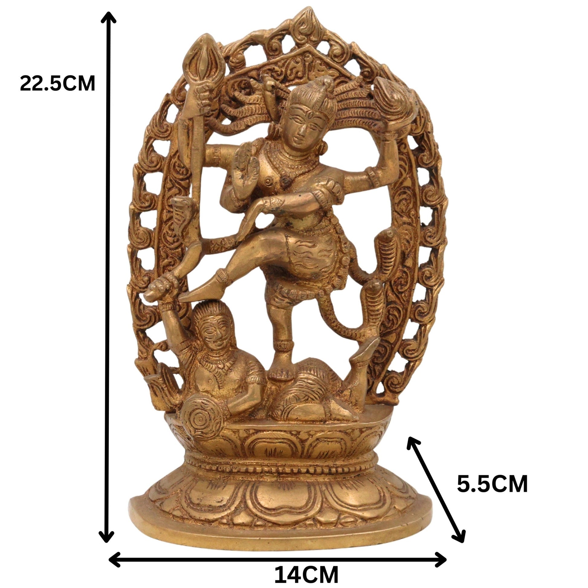 Brass Nataraja Idol, Dancing Shiva Murti, Chidambaram Nataraj Statue, Lord of Cosmic Dance, Tandava Shiva Pratima, Handcrafted Pittal Nataraja for Home, Temple, Puja & Gifting, Gold, 9 Inch, 1 Piece