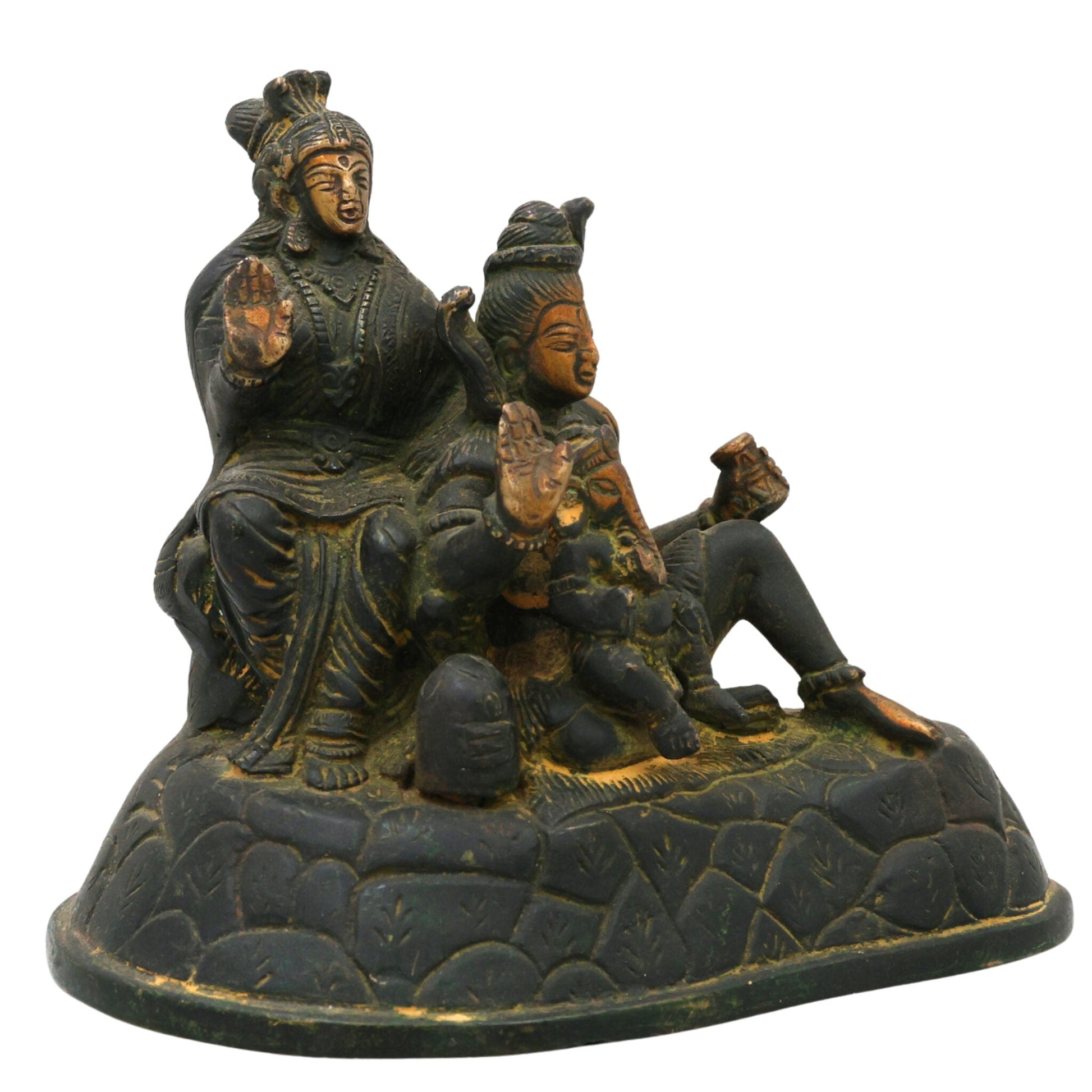 Brass Shiv Pariwar Sculpture With Parwati, Ganesha, Shiva And Lingam | Shiv Pariwar | Shivaparivar | Shivparivar Murti, Multicolor, 5.5 Inch, 1 Piece