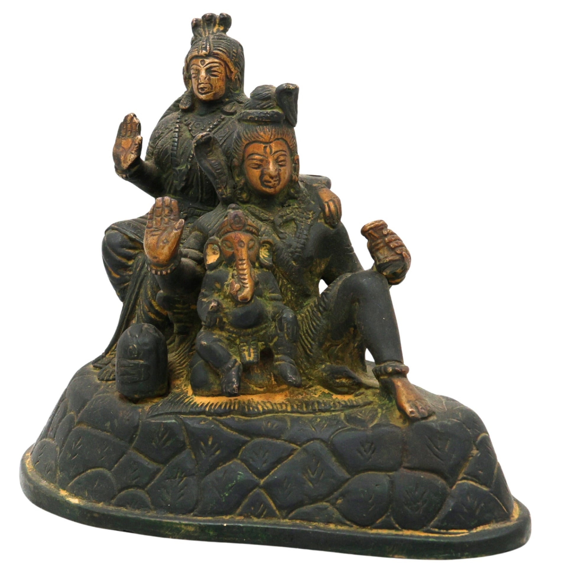 Brass Shiv Pariwar Sculpture With Parwati, Ganesha, Shiva And Lingam | Shiv Pariwar | Shivaparivar | Shivparivar Murti, Multicolor, 5.5 Inch, 1 Piece