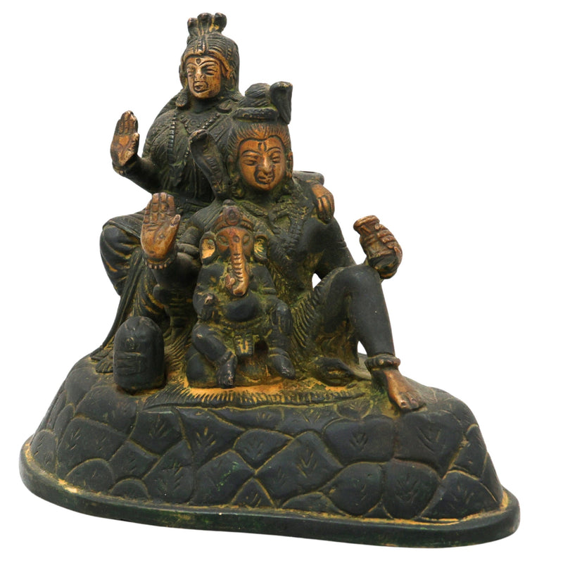 Brass Shiv Pariwar Sculpture With Parwati, Ganesha, Shiva And Lingam | Shiv Pariwar | Shivaparivar | Shivparivar Murti, Multicolor, 5.5 Inch, 1 Piece