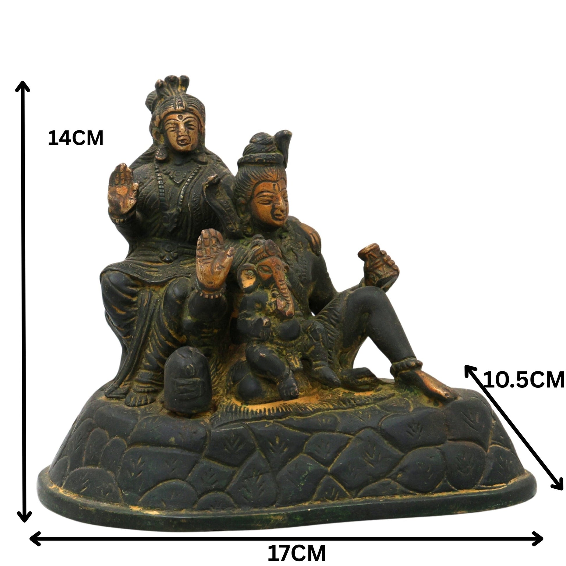 Brass Shiv Pariwar Sculpture With Parwati, Ganesha, Shiva And Lingam | Shiv Pariwar | Shivaparivar | Shivparivar Murti, Multicolor, 5.5 Inch, 1 Piece