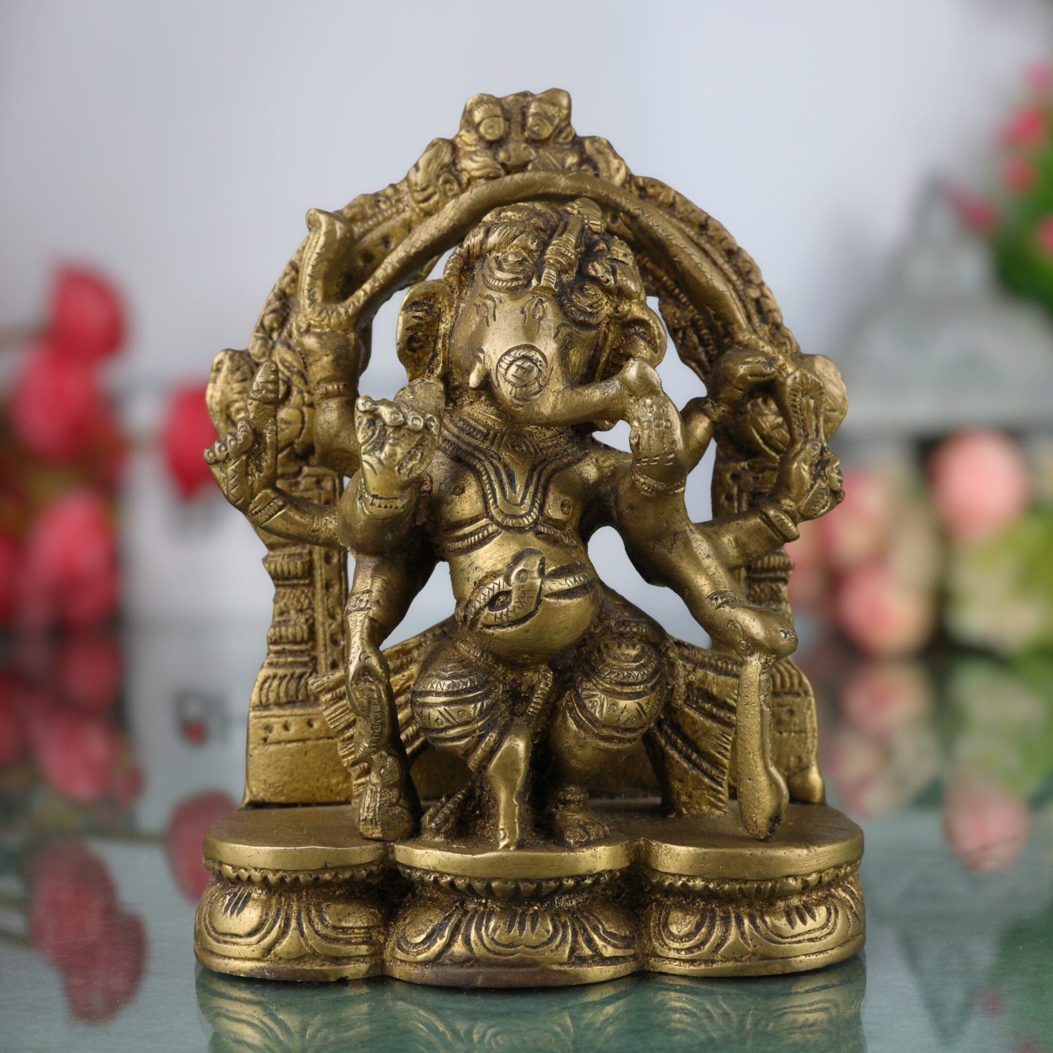 Handcrafted Brass Ganesha Idol | Vinayaka Ganpati Murti | Ganesh Statue for Pooja, Home Temple, Decor & Gift, 5 Inch, 1 Piece