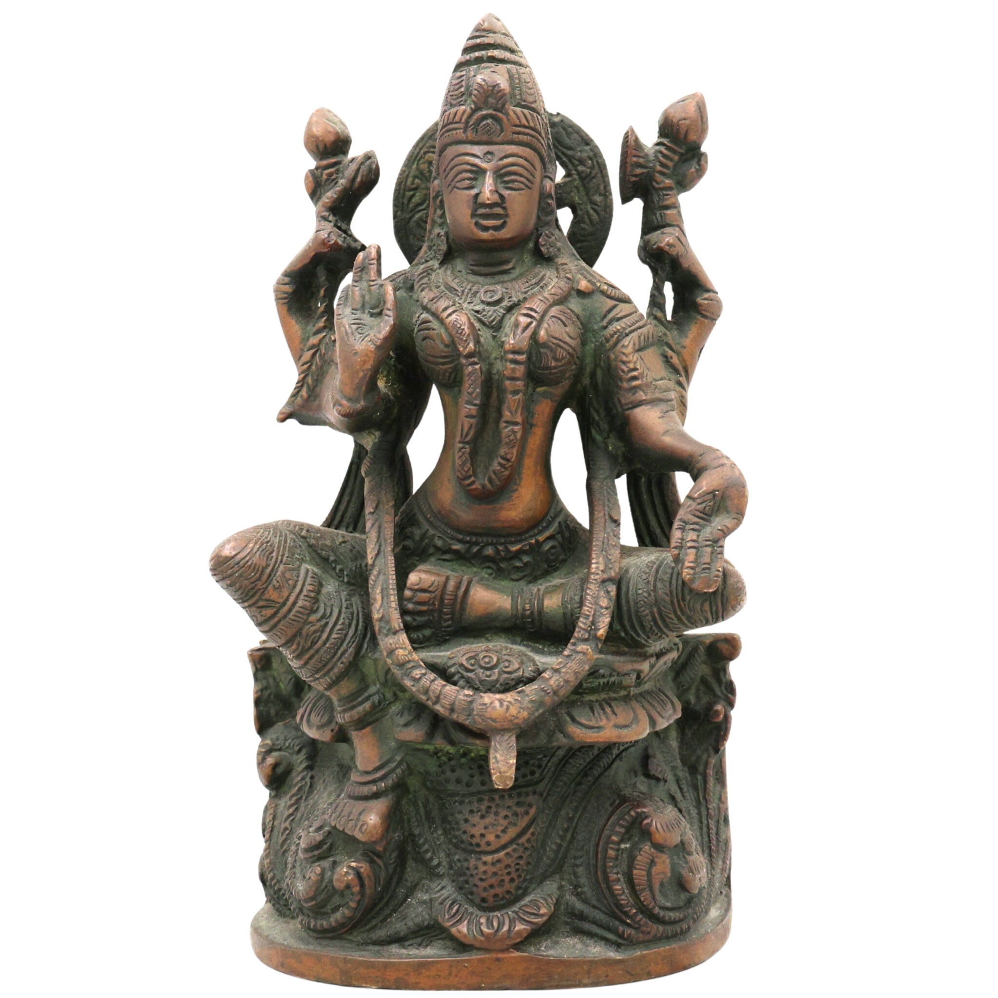 Handcrafted Brass Maha Lakshmi Idol for Pooja – Mahalakshmi | Laxmi Devi | Shri | Kamala | Ashta Lakshmi Murti for Home Temple & Gifts Ask ChatGPT, Gold, 7.5 Inch, 1 Piece