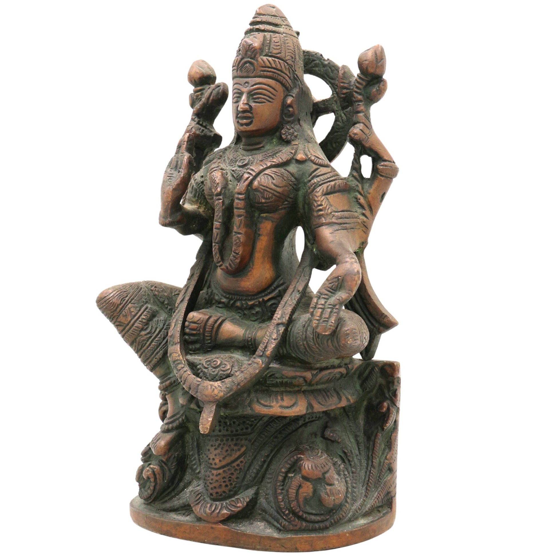 Handcrafted Brass Maha Lakshmi Idol for Pooja – Mahalakshmi | Laxmi Devi | Shri | Kamala | Ashta Lakshmi Murti for Home Temple & Gifts Ask ChatGPT, Gold, 7.5 Inch, 1 Piece
