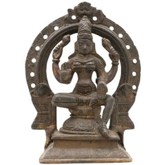 Brass Mahalakshmi Idol with Prabhavali – Shree Kamala Devi | Ashta Lakshmi Murti for Pooja Room, Temple, Home Decor & Gifts, Gold, 6.5 Inch, 1 Piece