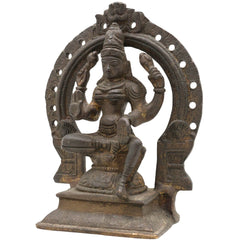 Brass Mahalakshmi Idol with Prabhavali – Shree Kamala Devi | Ashta Lakshmi Murti for Pooja Room, Temple, Home Decor & Gifts, Gold, 6.5 Inch, 1 Piece