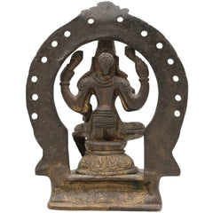 Brass Mahalakshmi Idol with Prabhavali – Shree Kamala Devi | Ashta Lakshmi Murti for Pooja Room, Temple, Home Decor & Gifts, Gold, 6.5 Inch, 1 Piece