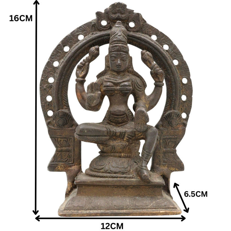 Brass Mahalakshmi Idol with Prabhavali – Shree Kamala Devi | Ashta Lakshmi Murti for Pooja Room, Temple, Home Decor & Gifts, Gold, 6.5 Inch, 1 Piece