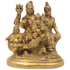 Brass Shiv Pariwar Sculpture With Parwati, Ganesha, Shiva And Lingam | Shiv Pariwar | Shivaparivar | Shivparivar Murti, Multicolor, 5 Inch, 1 Piece