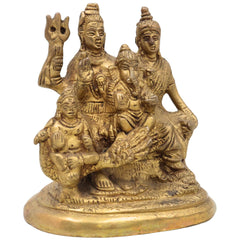 Brass Shiv Pariwar Sculpture With Parwati, Ganesha, Shiva And Lingam | Shiv Pariwar | Shivaparivar | Shivparivar Murti, Multicolor, 5 Inch, 1 Piece