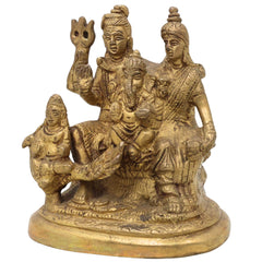 Brass Shiv Pariwar Sculpture With Parwati, Ganesha, Shiva And Lingam | Shiv Pariwar | Shivaparivar | Shivparivar Murti, Multicolor, 5 Inch, 1 Piece
